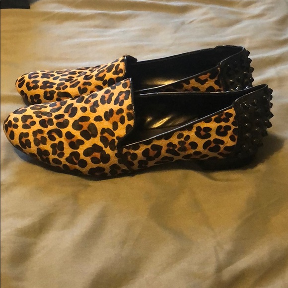Nine West Studded, Calf-Hair Leopard Loafers 7.5 - Picture 1 of 5